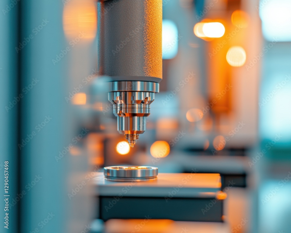 Poster futuristic industrial measurement display precision metal instrumentation on polished steel in high-