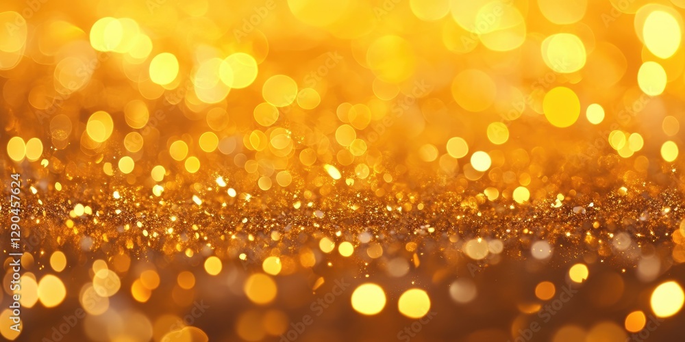 Poster golden bokeh background with soft circular lights in warm yellow and orange tones creating a shimmer