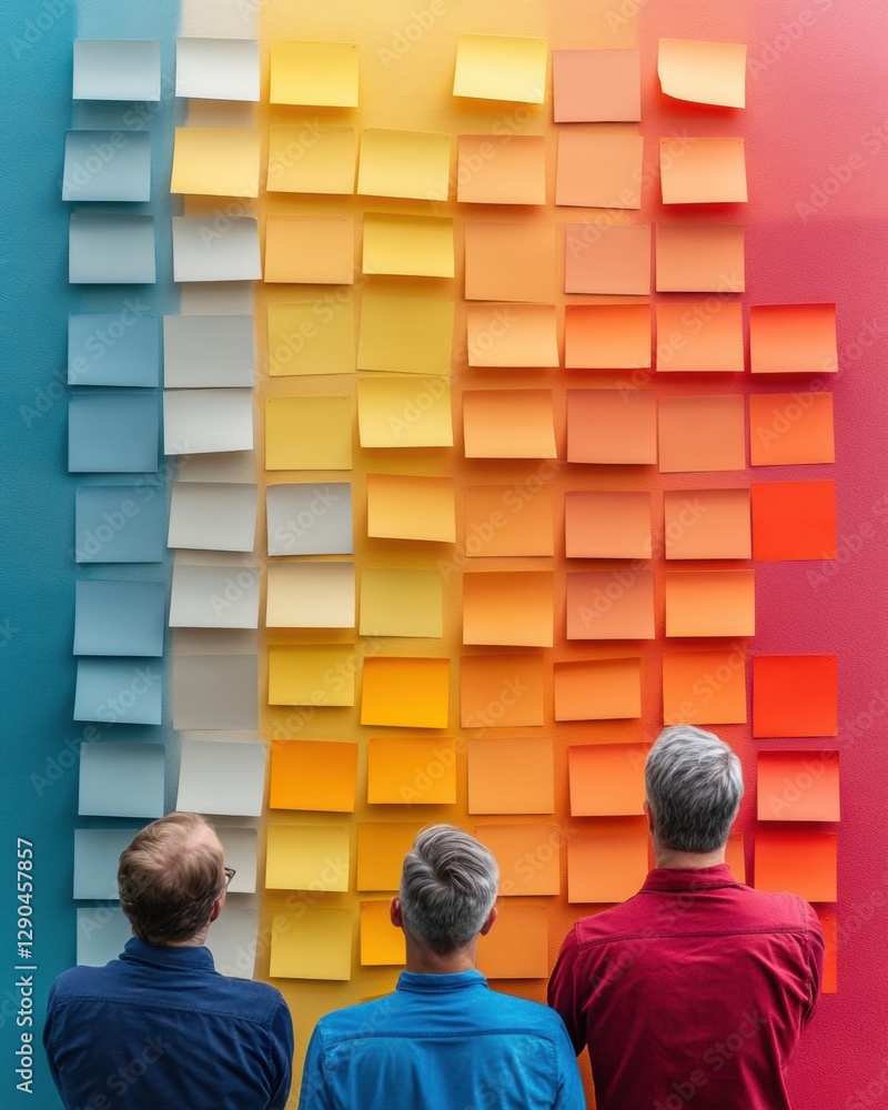 Leinwandbilder vibrant workflow management display multicolor task boards on textured wall - modern team collaborat