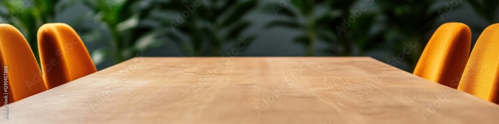 Aufkleber scandinavian office design sleek wooden conference table amidst bold greenery - inspiring collaborat