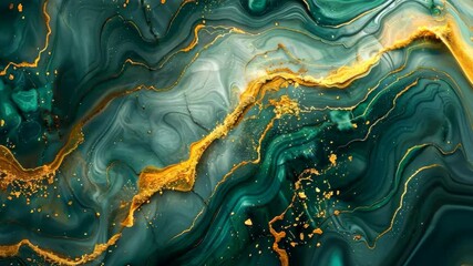 Vibrant colors flow together, creating an engaging abstract artwork with gold and teal - Powered by Adobe