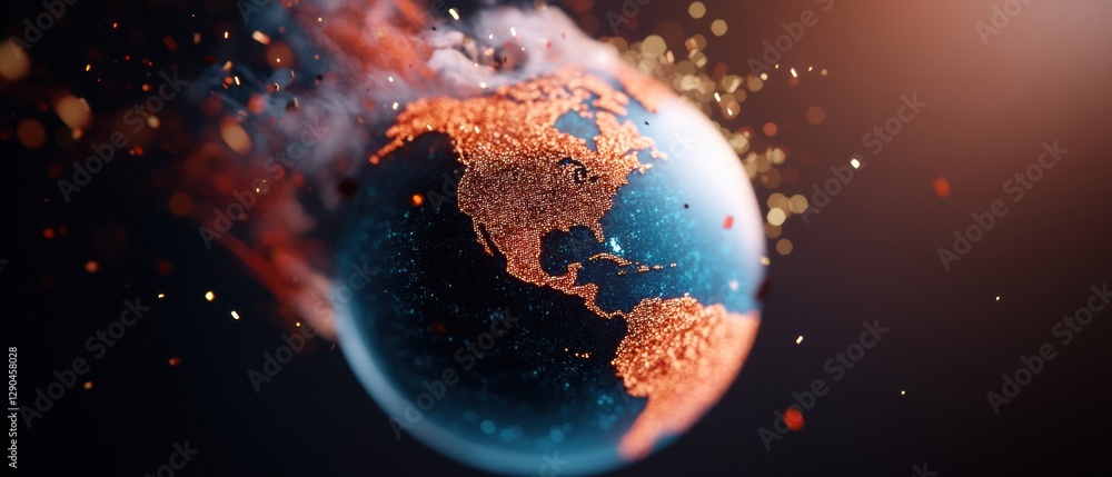Poster futuristic data globe digital visualization of market trends and investment opportunities - interact