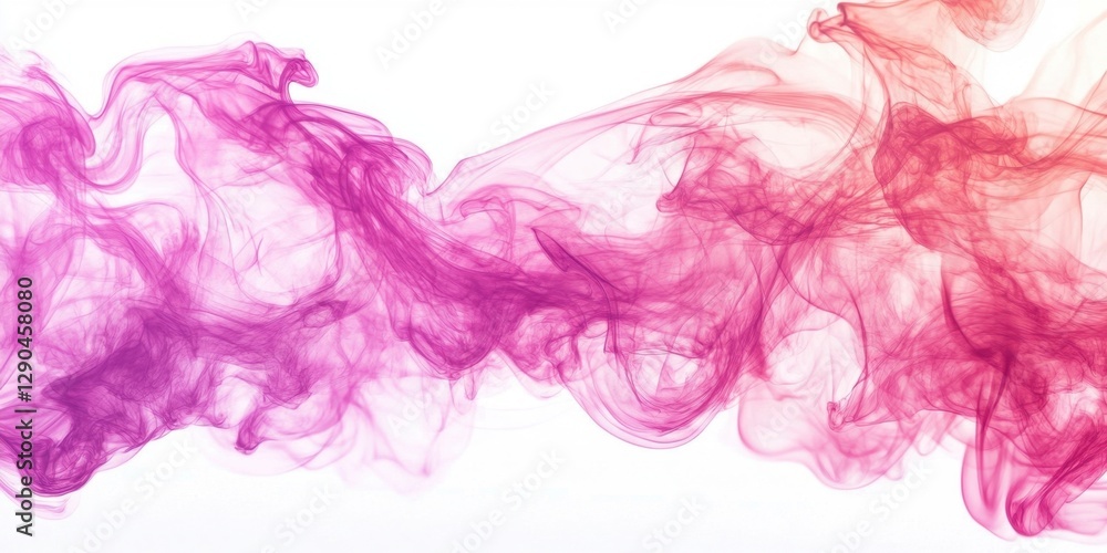 Poster fluid pink smoke waves gracefully flow across a clean white background creating an elegant and dynam