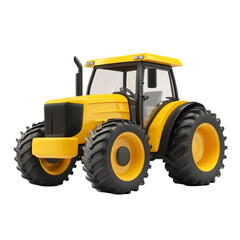 Obraz premium Powerful Yellow Farm Tractor Agricultural Machinery Farming Equipment,