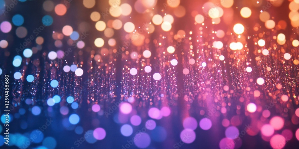 Poster colorful gradient backdrop with soft bokeh lights in warm hues of pink, orange, and blue, creating a