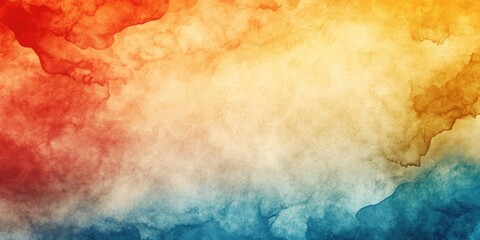 Abstract watercolor gradient background featuring vibrant hues of red, orange, yellow, and blue blending seamlessly with a textured appearance.