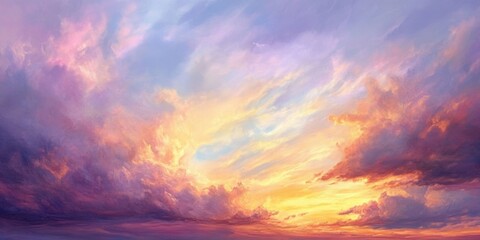 Obraz premium Twilight sky featuring vibrant pink, purple, and orange cloud formations creates a picturesque summer evening landscape with dramatic textures.