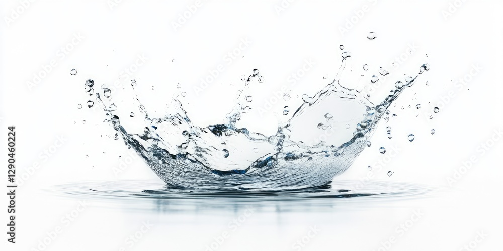Aufkleber splash of clear water creating ripples with droplets soaring against a white background, showcasing 