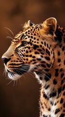 Obraz premium Majestic Leopard Profile: A Stunning Wild Animal Portrait