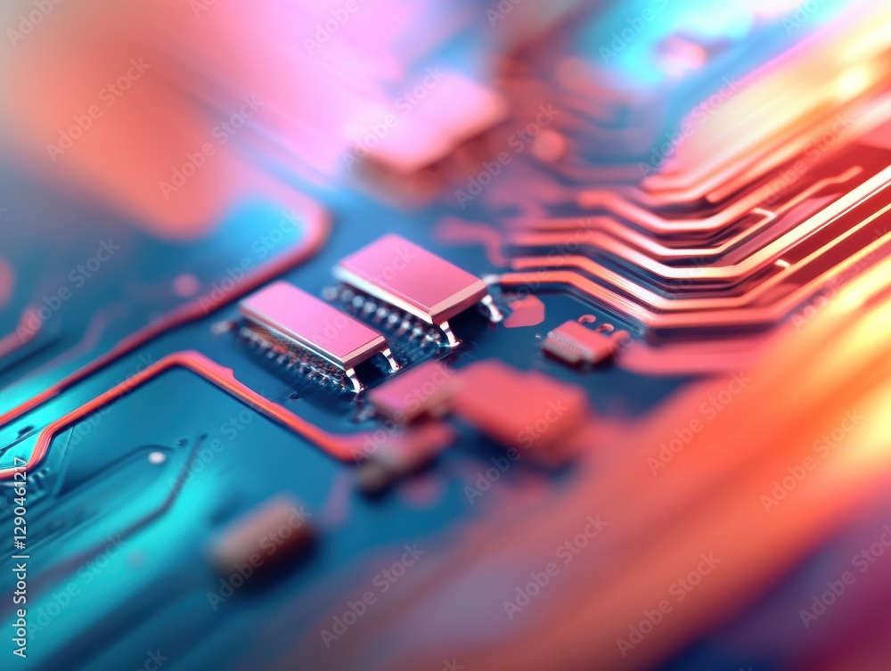 Aufkleber Neural Network Visual Vibrant Circuit Board in Symmetrical Design - Advanced AI Systems and Ultrafast Processor Architecture for Modern Tech Innovation and Digital Interfaces