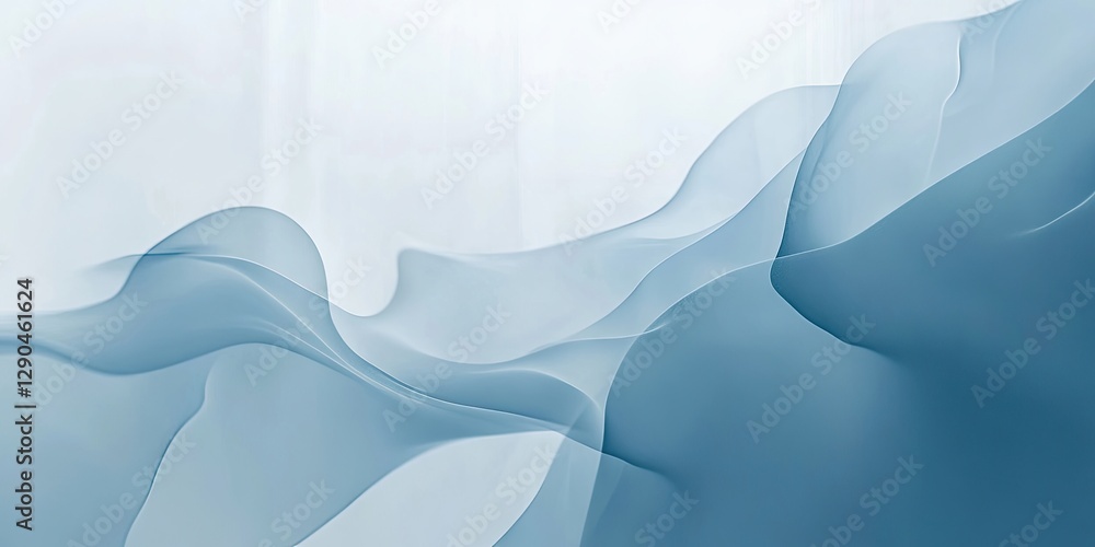 Aufkleber soft flowing abstract background in shades of blue and pale white featuring gentle waves and ample n