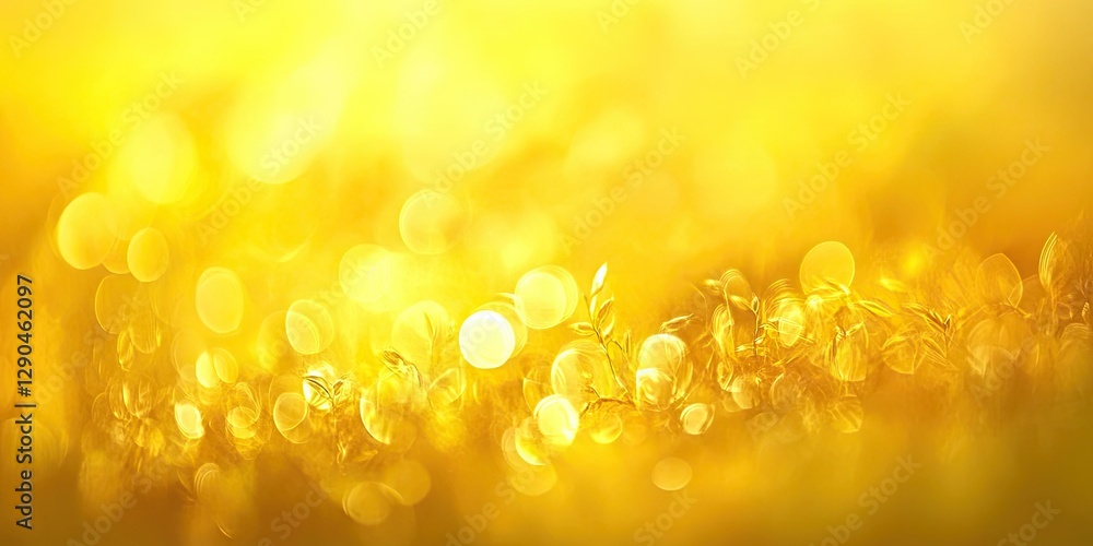 Poster golden abstract background with soft bokeh effect; vibrant yellow hues dominate the image, featuring