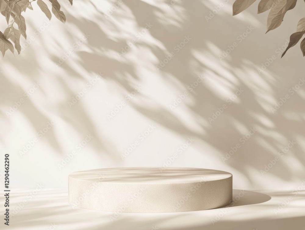 Aufkleber minimalist beige podium on cream background soft texture for modern product display - ideal for luxu