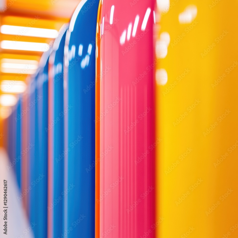 Aufkleber Vibrant Data Center Aesthetics Multicolored Server Racks with Geometric Light Patterns - Tech Infrastructure Styling for Enhanced Corporate Identity and Digital Engagement
