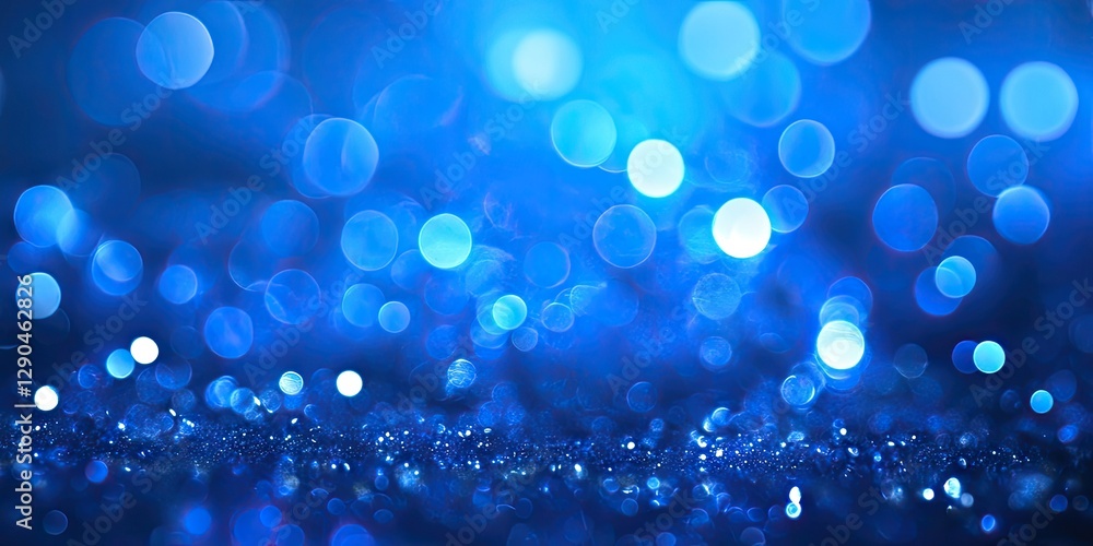 Poster luminous blue abstract background with various shades of blue bokeh lights, sparkling textures in th