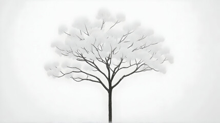 Snowy tree in minimalist style