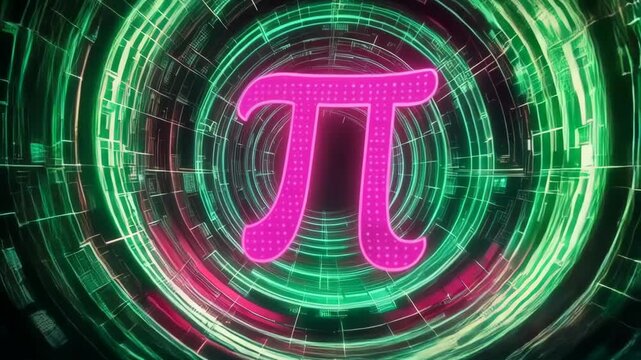A glowing circle with a red letter pi inside