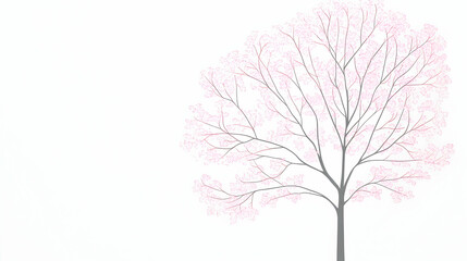 Obraz premium Spring Cherry Blossom Tree on White Background