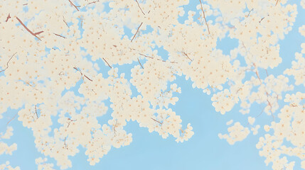 Fototapeta premium Spring Cherry Blossoms Against a Light Blue Sky