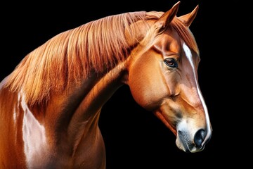 Chestnut Horse Portrait Close-up, Black Background, Equine Beauty, Horse Photography Equine, Portraiture