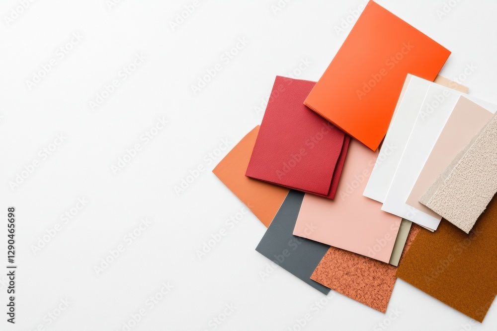 Aufkleber Contemporary Material Surface Display Assorted Textured and Smooth Fabric Swatches on White - Innovative Interior Design and Textiles Sourcing for Modern Architecture Professionals