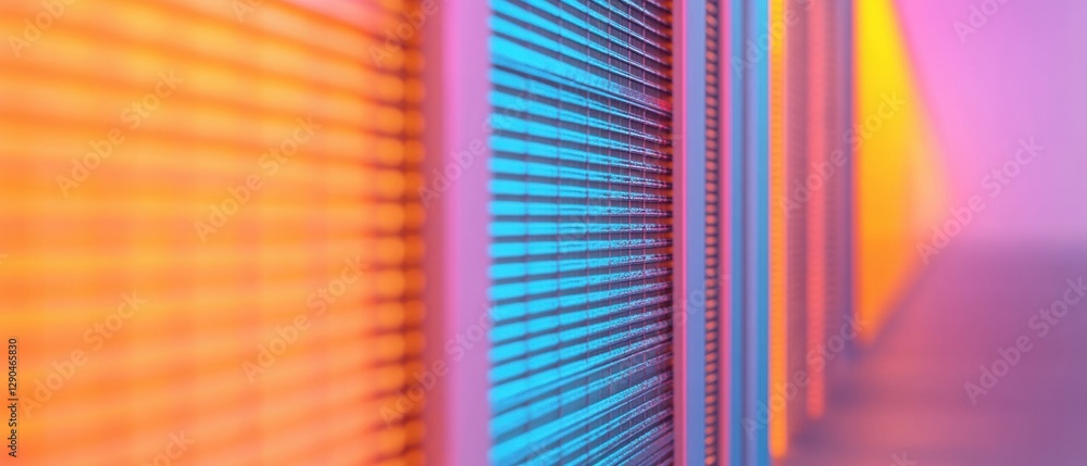 Poster Neon Chromatic Panel Display Vibrant LED Light Array for Interactive Tech Installations - Creative Digital Content and Innovative Marketing Design