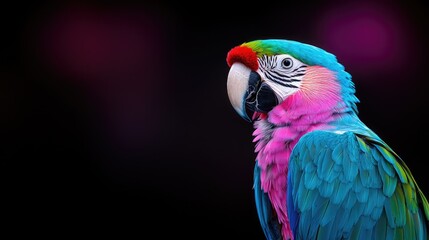 Colorful Parrot Profile, Dark Background, Wildlife, Nature Photography