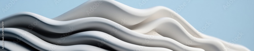 Aufkleber Wavy Abstract Sculpture Smooth Polymer Curves Floating in Minimalist Space - Dynamic Art Installations and Modern Interior Design Concepts for Innovative Workspaces