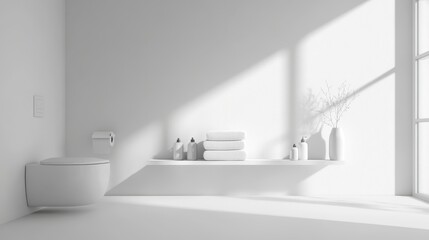 Modern Minimalist White Bathroom Interior Design