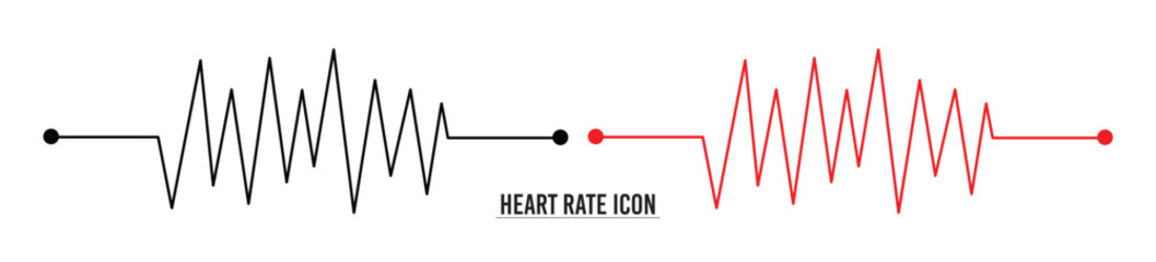 Red heartbeat line collection with heart symbol, cardiology, medical pulse, ECG, EKG design, healthcare clipart vector illustration, health monitoring, digital heartbeat graphics in eps 10.