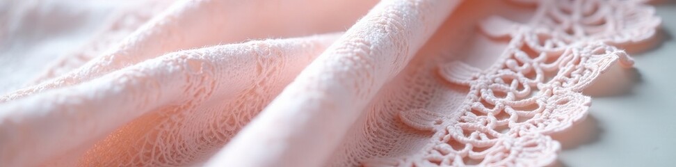 Close-up of delicate cotton lace fabric with scalloped edges for DIY projects and crafts, lace, delicate
