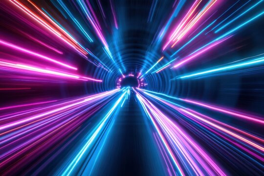 Dynamic light burst in futuristic tunnel digital art urban environment abstract viewpoint