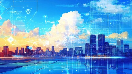 Abstract representation of resilience within IT city landscapes.