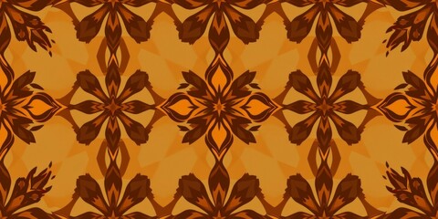 Seamless vector pattern in a geometric ornamental style, using warm autumn colors