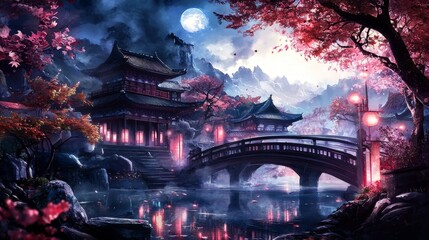 Enchanting visuals depicting a world of mythical creatures and landscapes in Japan.