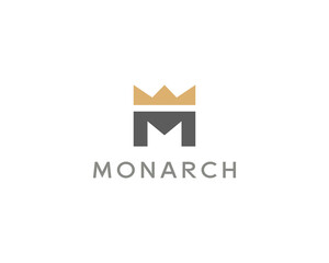 Obraz premium Abstract letter M with crown logo design. Universal minimalistic monogram symbol. illustration.