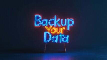 Digital Resilience Chic Neon Blue Tech Decor for World Backup Day and Spring Safety Awareness in Modern Office Solutions