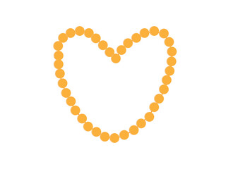 a heart of yellow circles on a white background,