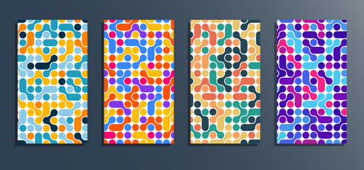 Colorful Abstract Geometric Seamless Backgrounds Set: Dynamic Metaball Shapes and Modern Fluid Aesthetic