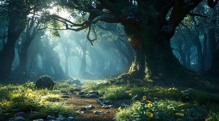 Captivating visuals of forests in medieval game art.
