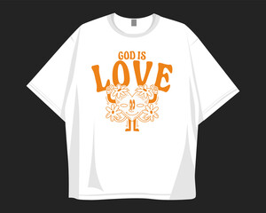 Christian retro t-shirt design for print, Christianity groove cartoon graphic tee
