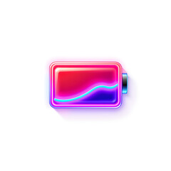 Battery holographic 3D icon. neon symbol vector illustration isolated on white background. Generative AI