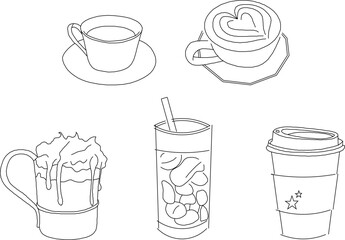 vector sketch silhouette illustration design of coffee drink cafe and restaurant