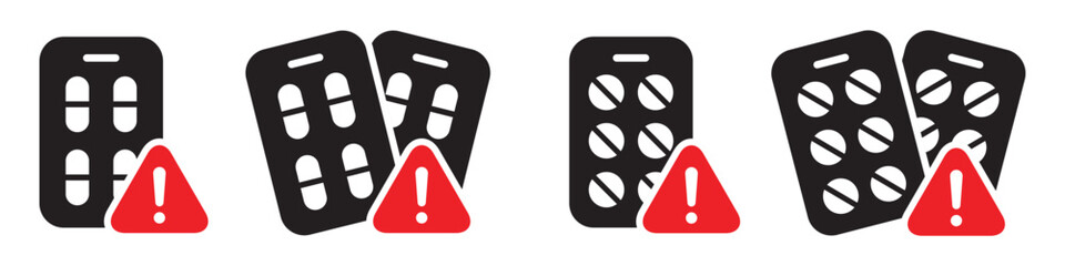 Drugs overdose set icon, vector illustration