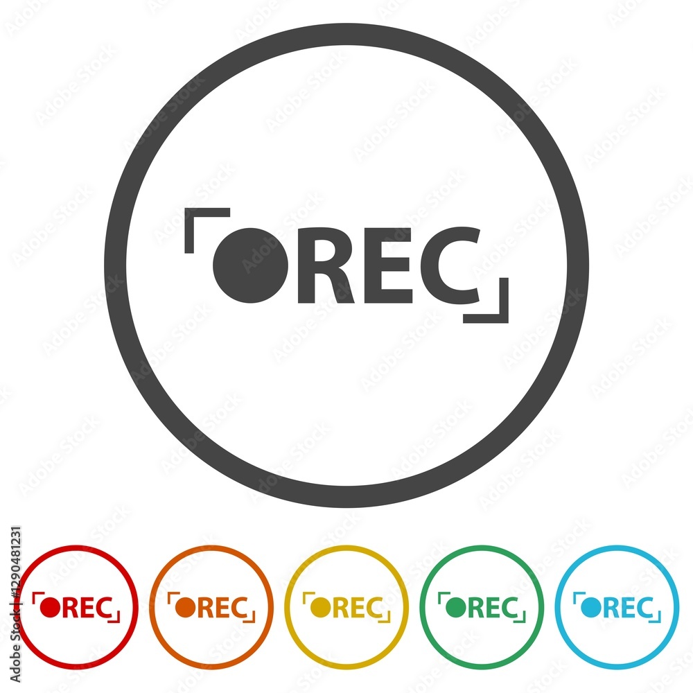 Poster recording camera sign icon. set icons in color circle buttons