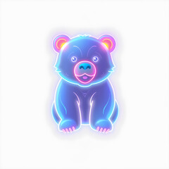 Naklejka premium Bear holographic 3D icon. neon symbol vector illustration isolated on white background. Generative AI