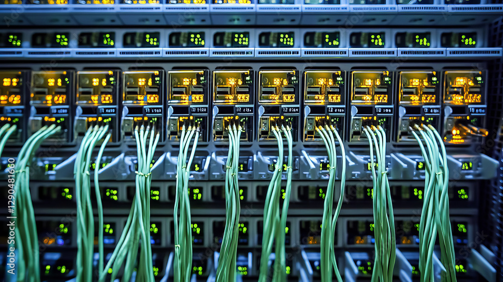 Poster thin lines connection icons outline set of big data center group cloud computing system internet pro