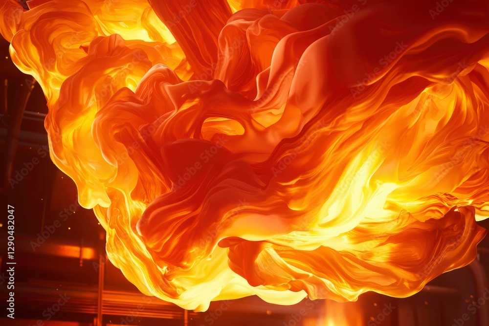 Poster abstract orange fabric in dynamic flowing form for creative design projects