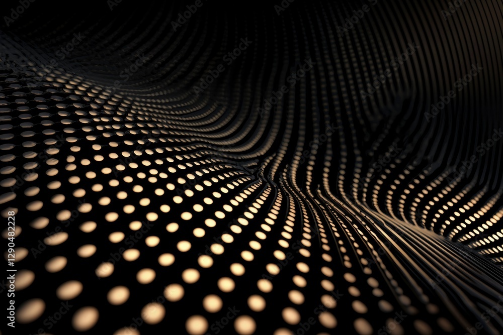Poster abstract wavy dotted surface with light and shadow for design background