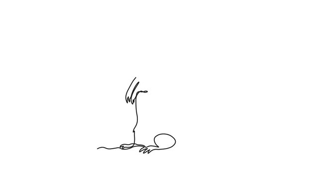 Abstract groundhog stands on its hind legs, Self drawing animation one continuous line draw, logo